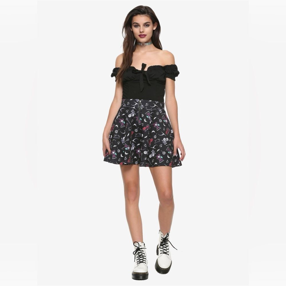 Hot Topic Skirt Nightmare Before Christmas O-Ring Skater Mini Skirt Sz S